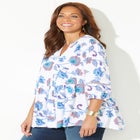 Crinkle Gauze Peplum Blouse image number null