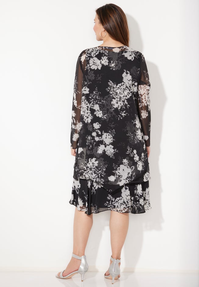 All A-Flutter Chiffon Jacket Dress image number null