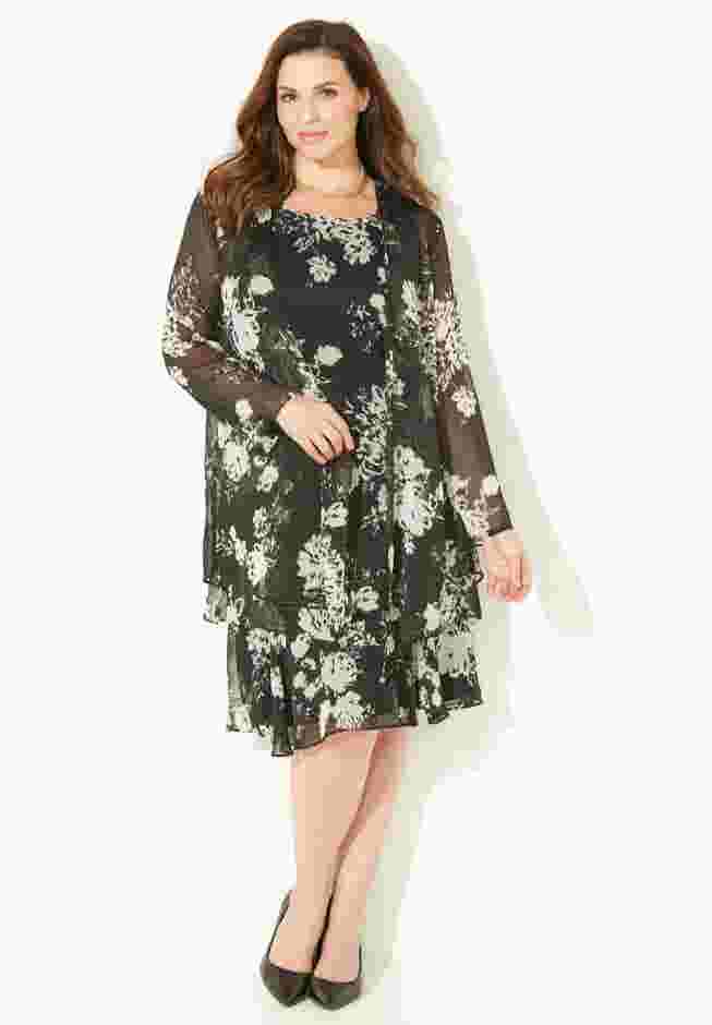 All A-Flutter Chiffon Jacket Dress image number 0