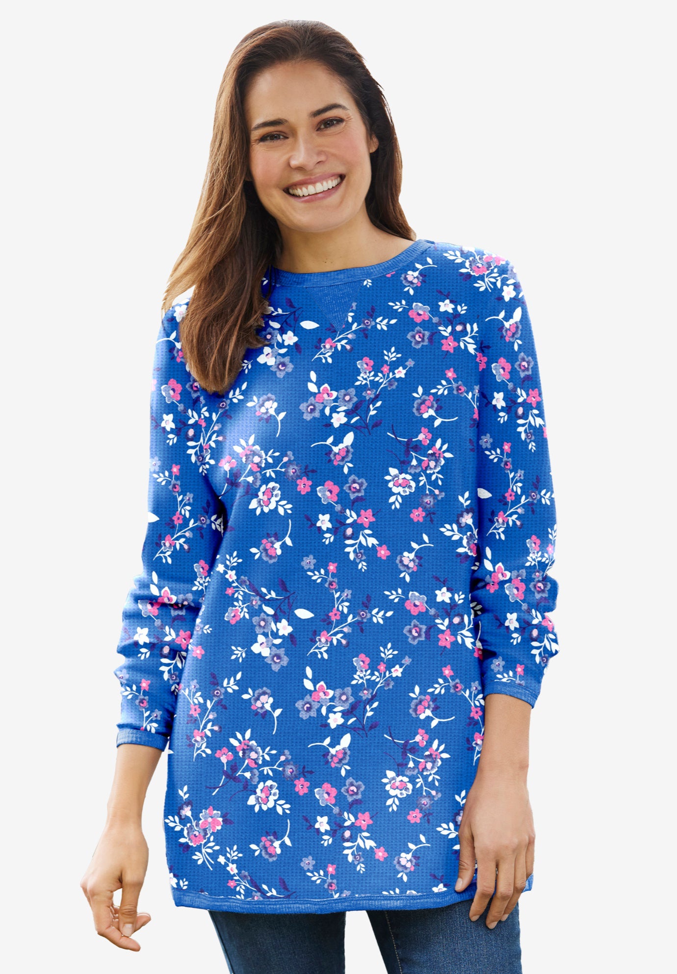 Long-Sleeve Crewneck Soft Waffle Knit Thermal Shirt image number 0