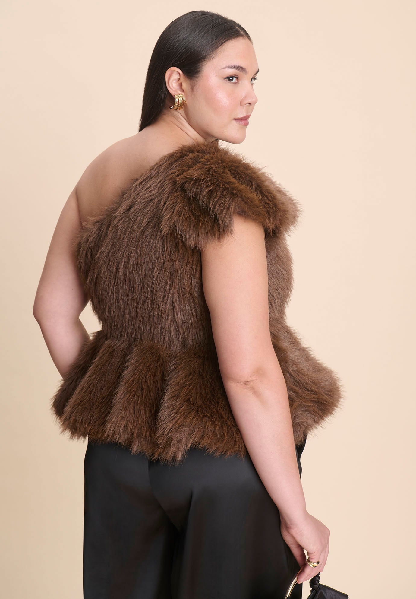 Faux Fur Peplum Top image number 1