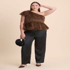Faux Fur Peplum Top image number null