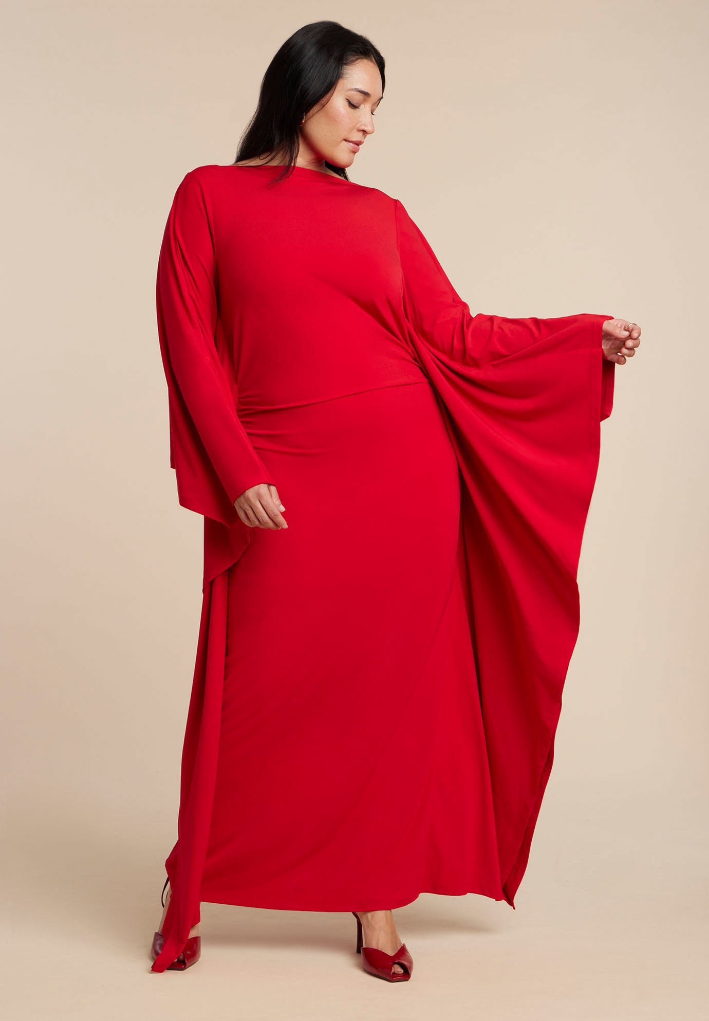 Maxi Dress With Cape Sleeves image number 1
