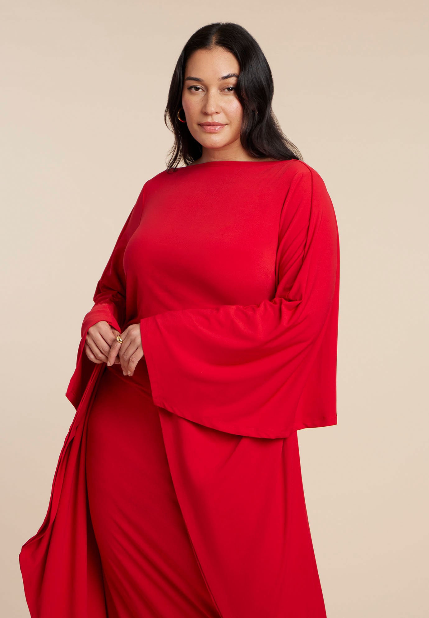 Maxi Dress With Cape Sleeves image number 2