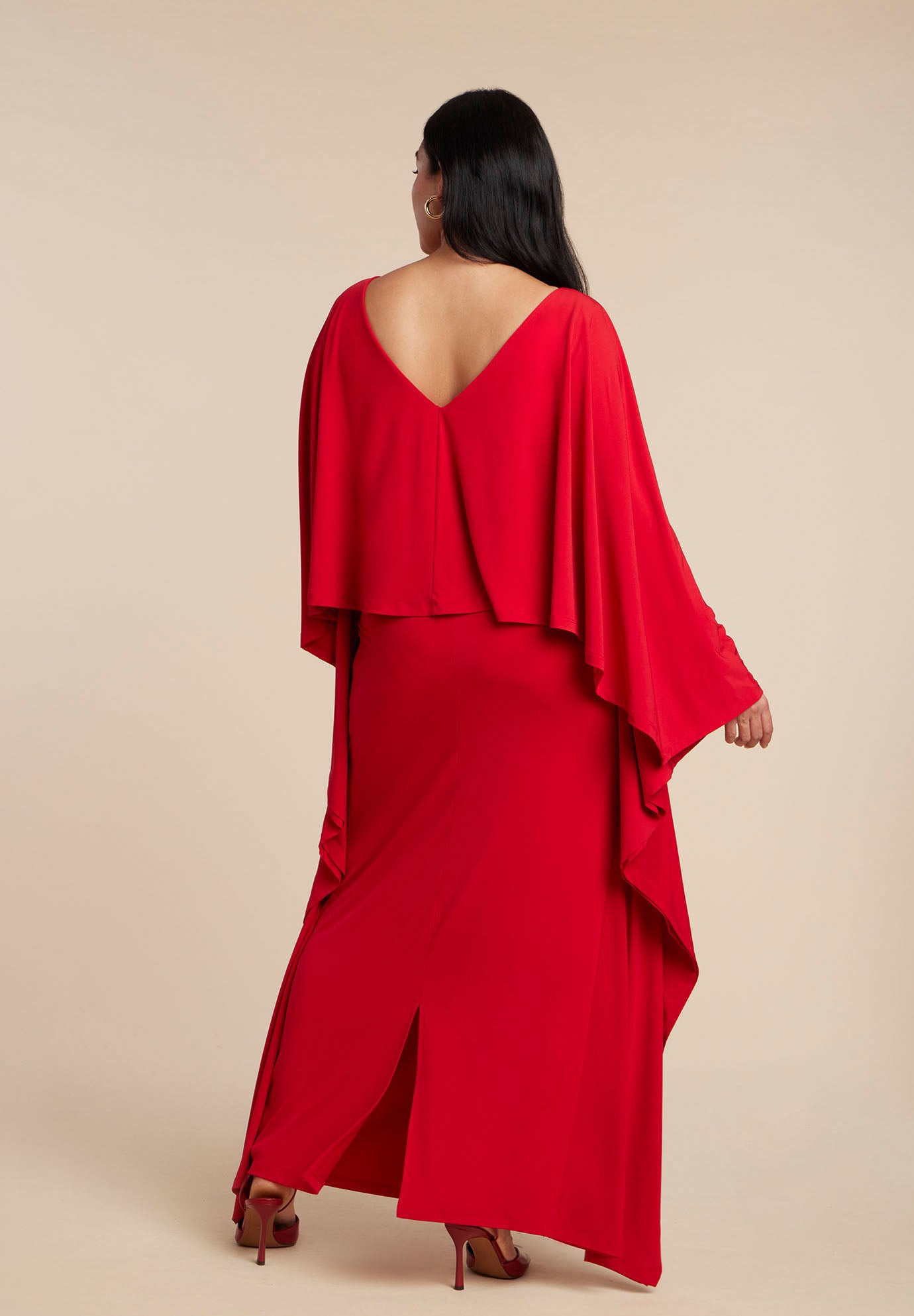 Maxi Dress With Cape Sleeves image number 3