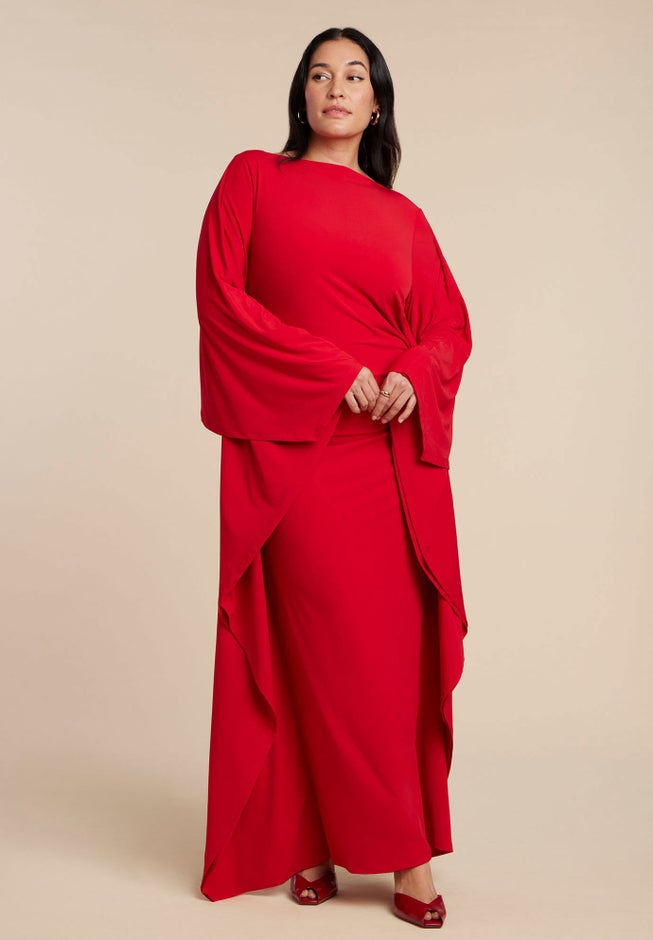 Maxi Dress With Cape Sleeves image number 4