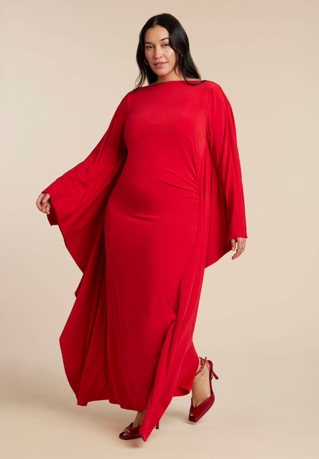 Maxi Dress With Cape Sleeves image number 5