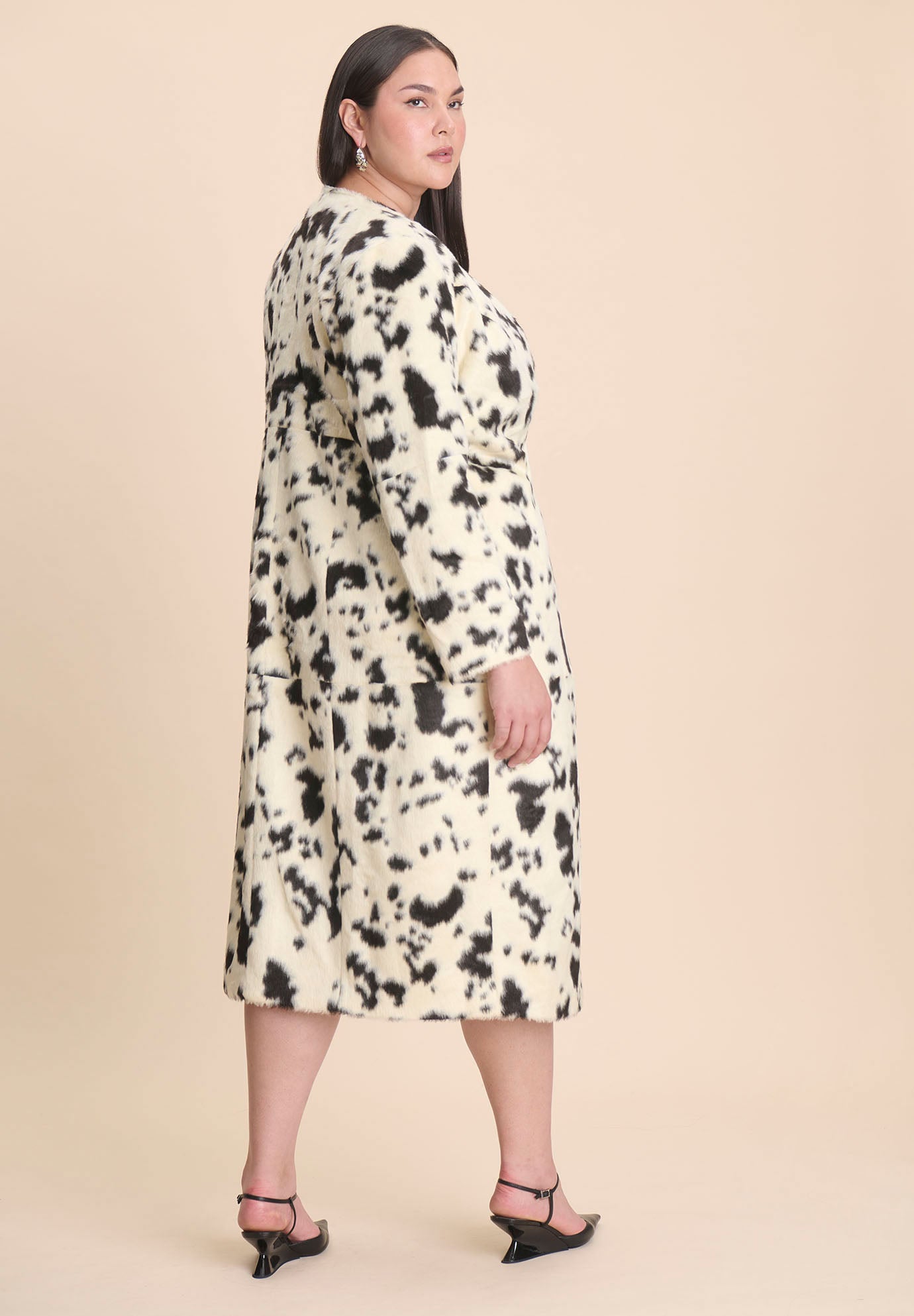 Faux Pony Hair Long Coat image number 3