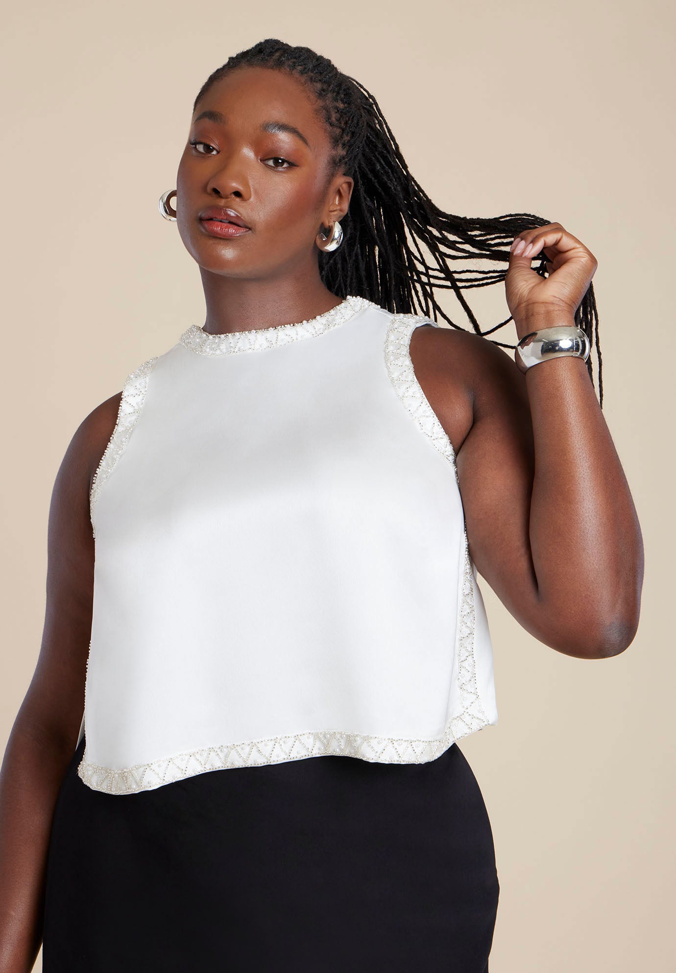  Embellished Sleeveless Boxy Shirt  image number 0