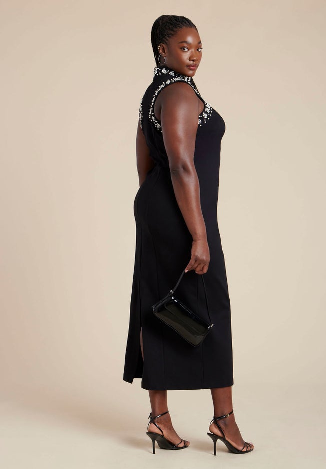  Embellished Sleeveless Knit Dress image number 1