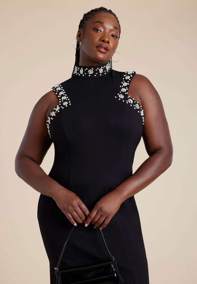  Embellished Sleeveless Knit Dress image number 2