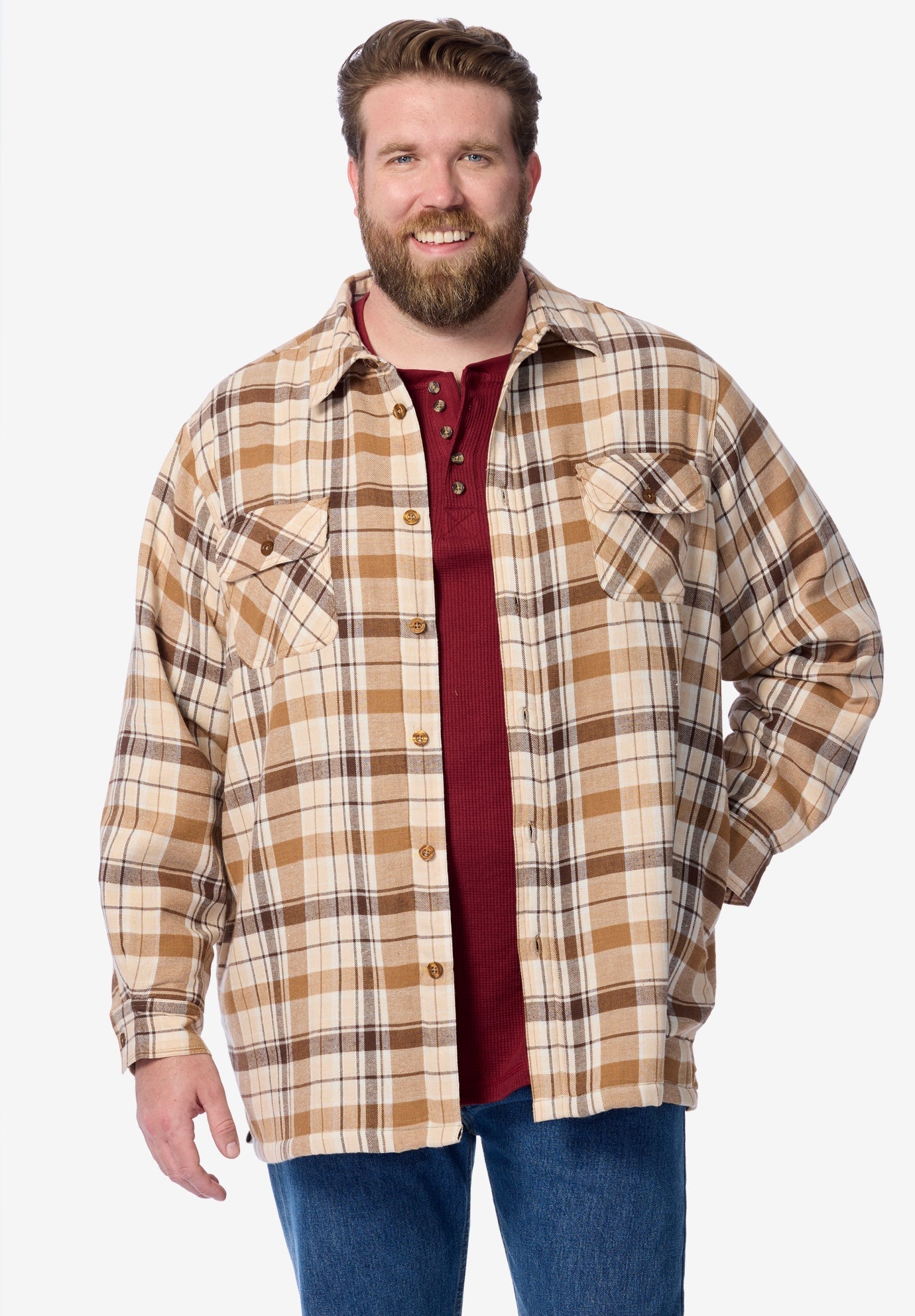 Fleece-Lined Flannel Shirt Jacket image number 3