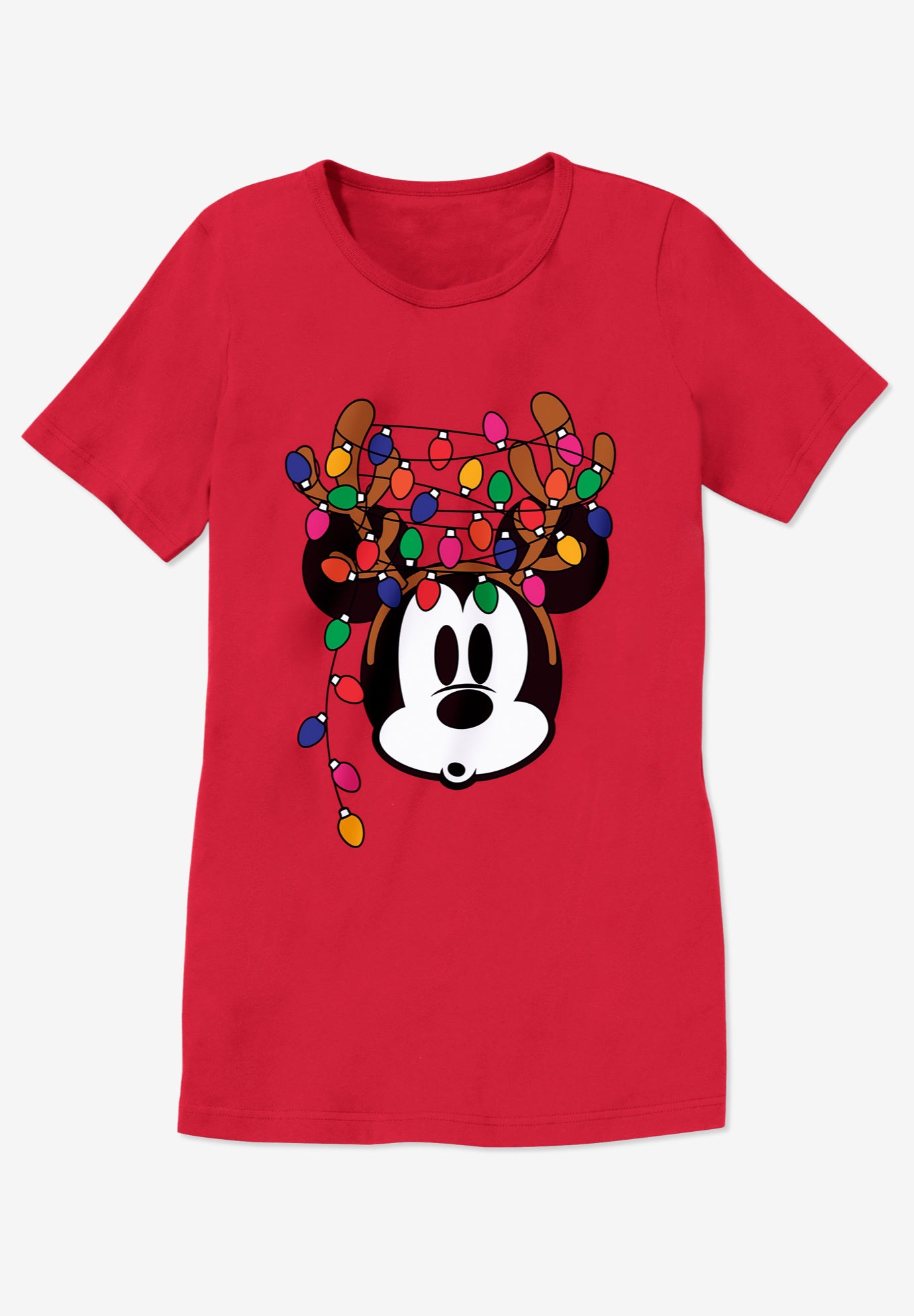 Disney Short Sleeve Crew Tee Red Mickey Lights image number 1