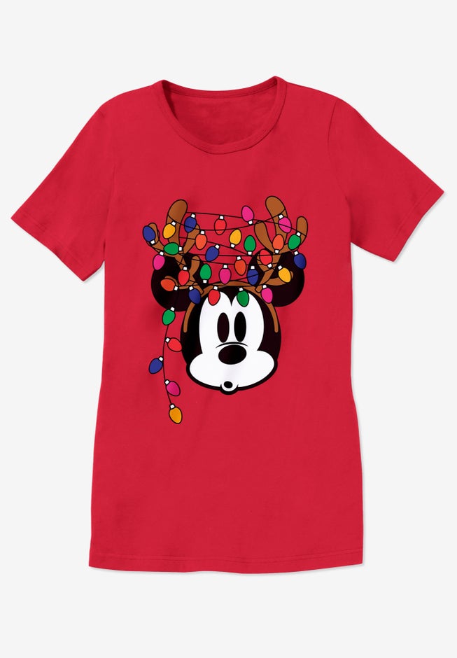 Disney Short Sleeve Crew Tee Red Mickey Lights image number 1