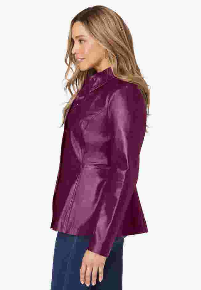 Leather Peplum Jacket image number 3