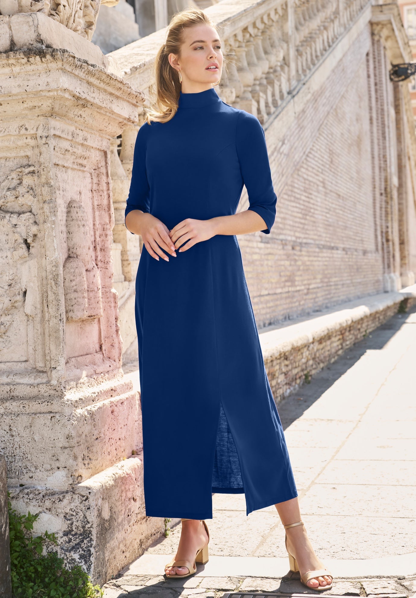 Mockneck Slit Maxi Dress image number 0
