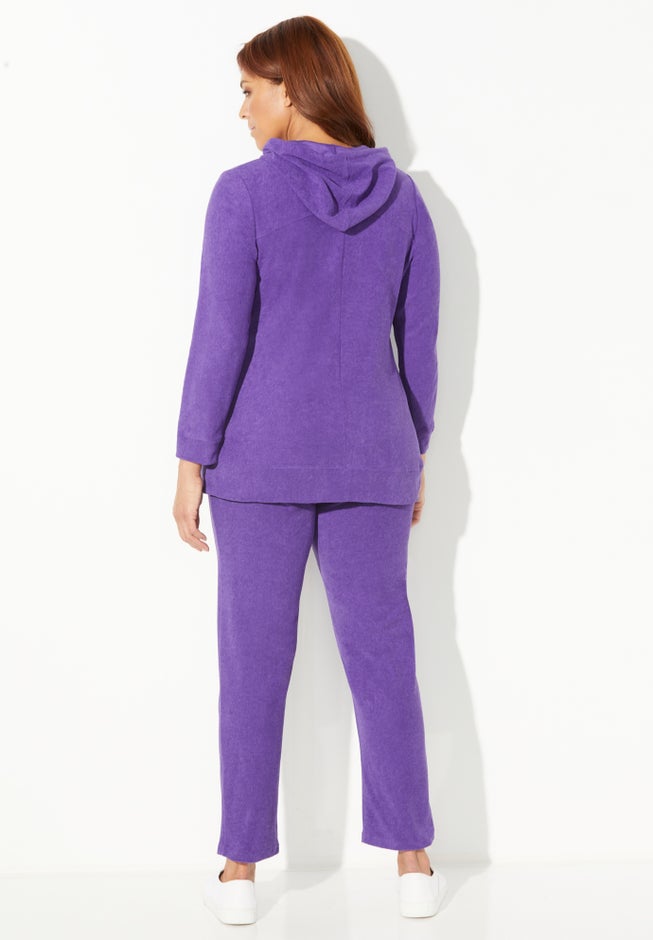 French Terry Zip-Front Hooded Jacket image number null