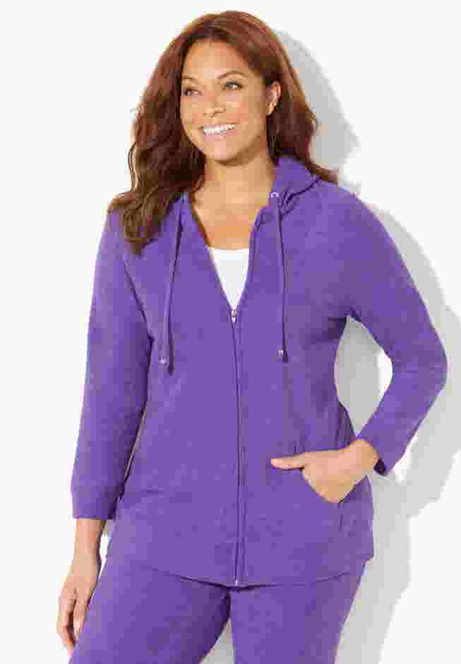 French Terry Zip-Front Hooded Jacket image number 0