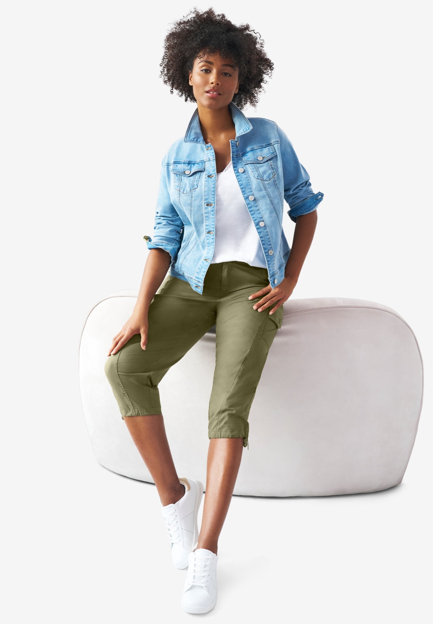 Stretch Cargo Capris by ellos&reg; image number 3