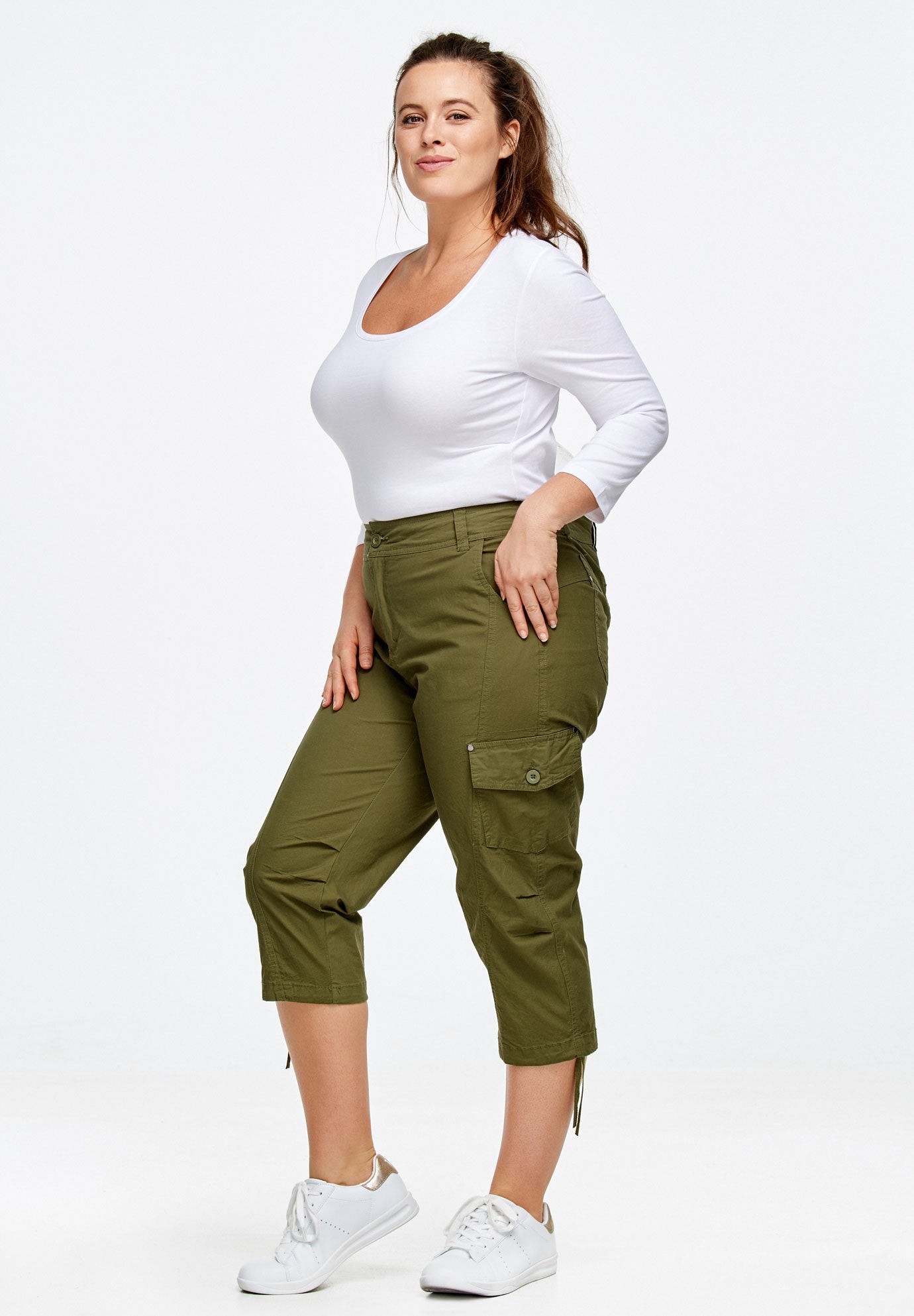 Stretch Cargo Capris by ellos&reg; image number 5