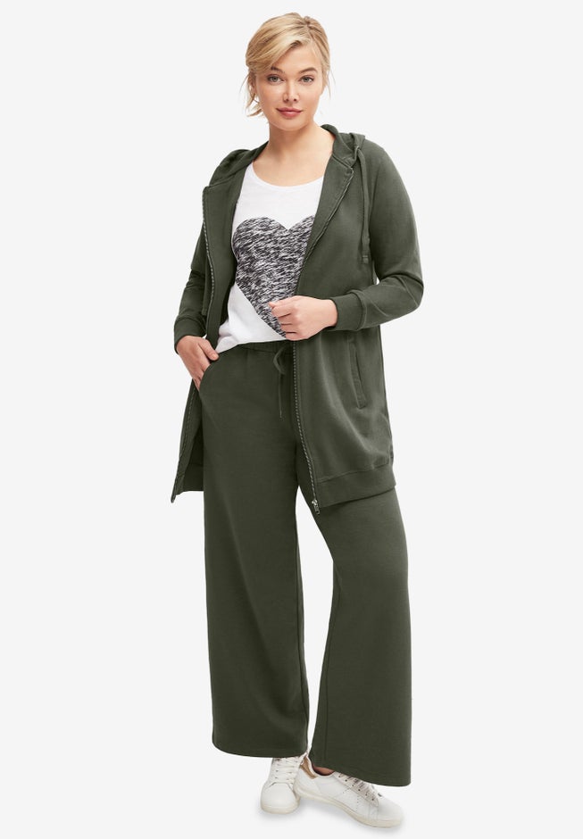 French Terry Long Zip Front Hoodie image number 5