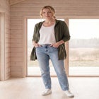 French Terry Long Sleeve Zip-Front Tunic Hoodie image number null