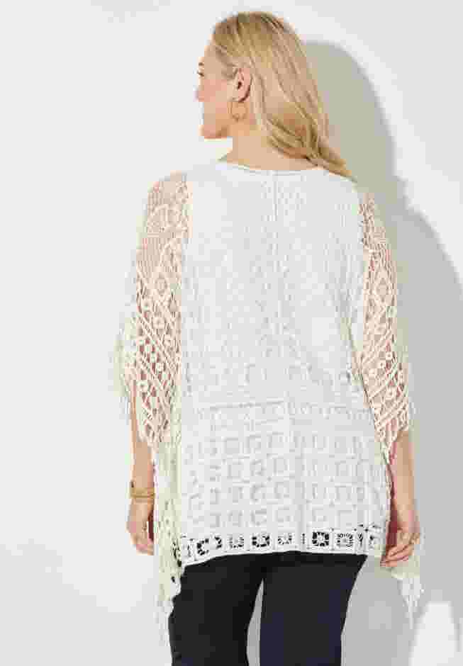 Openwork Fringe Poncho image number 1