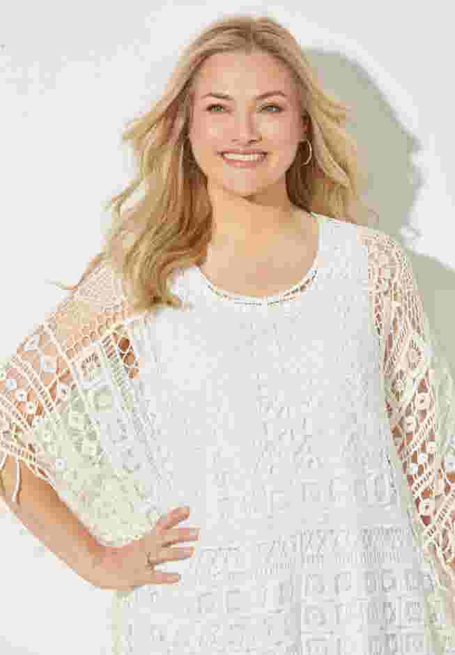 Openwork Fringe Poncho image number 3