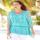 Openwork Fringe Poncho image number null