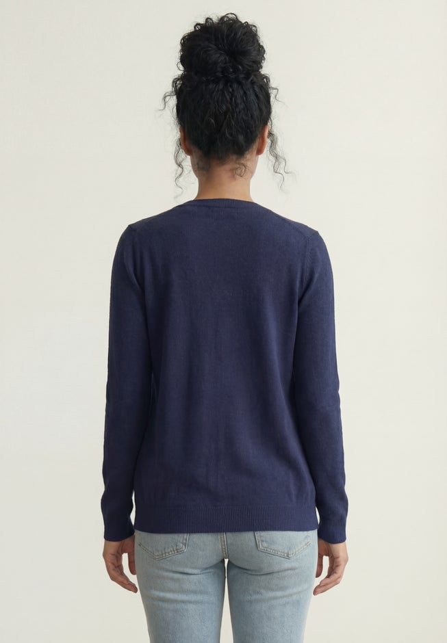 V-Neck Button-Front 100% Cotton Everyday Cardigan image number 2