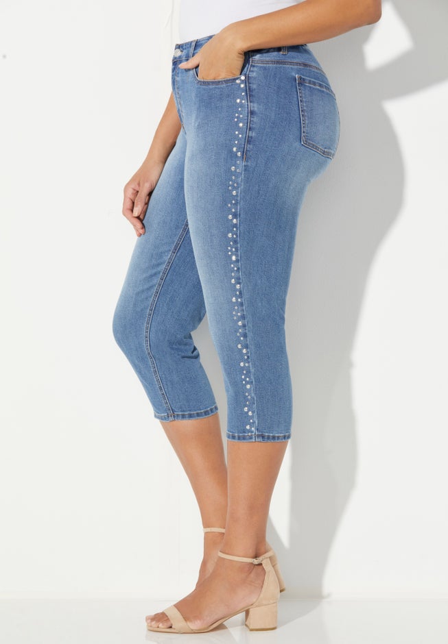 Sparkle Trim Jean Capri image number 2