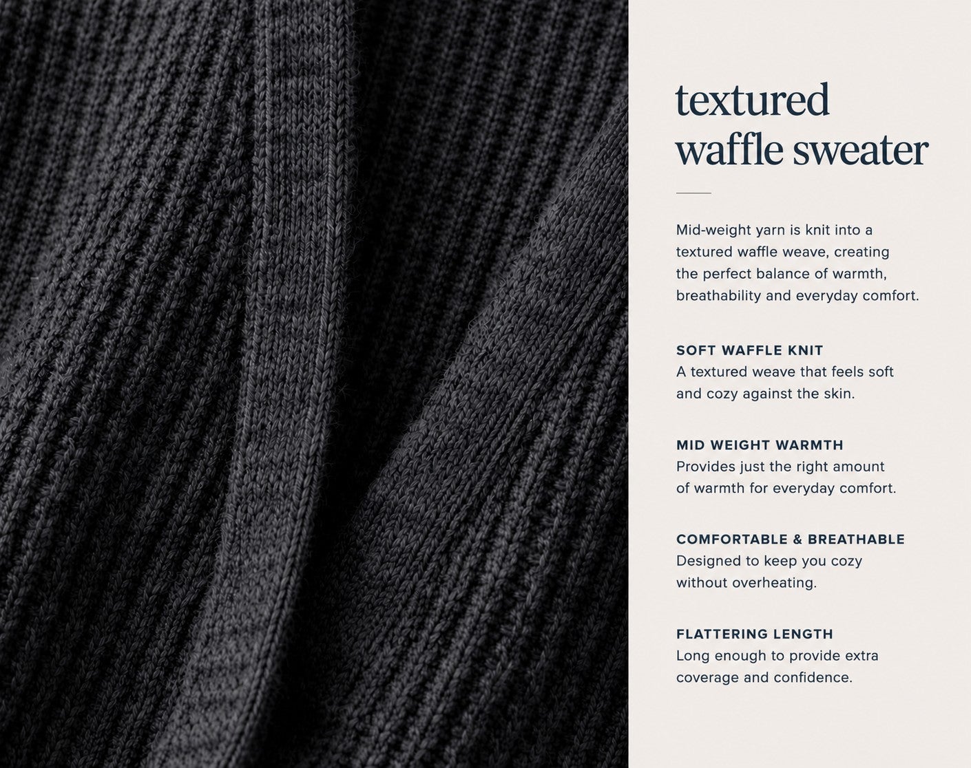 Open Front Long Ribbed Sleeve Waffle Cardigan image number 2