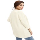 Open Front Long Ribbed Sleeve Waffle Cardigan image number null