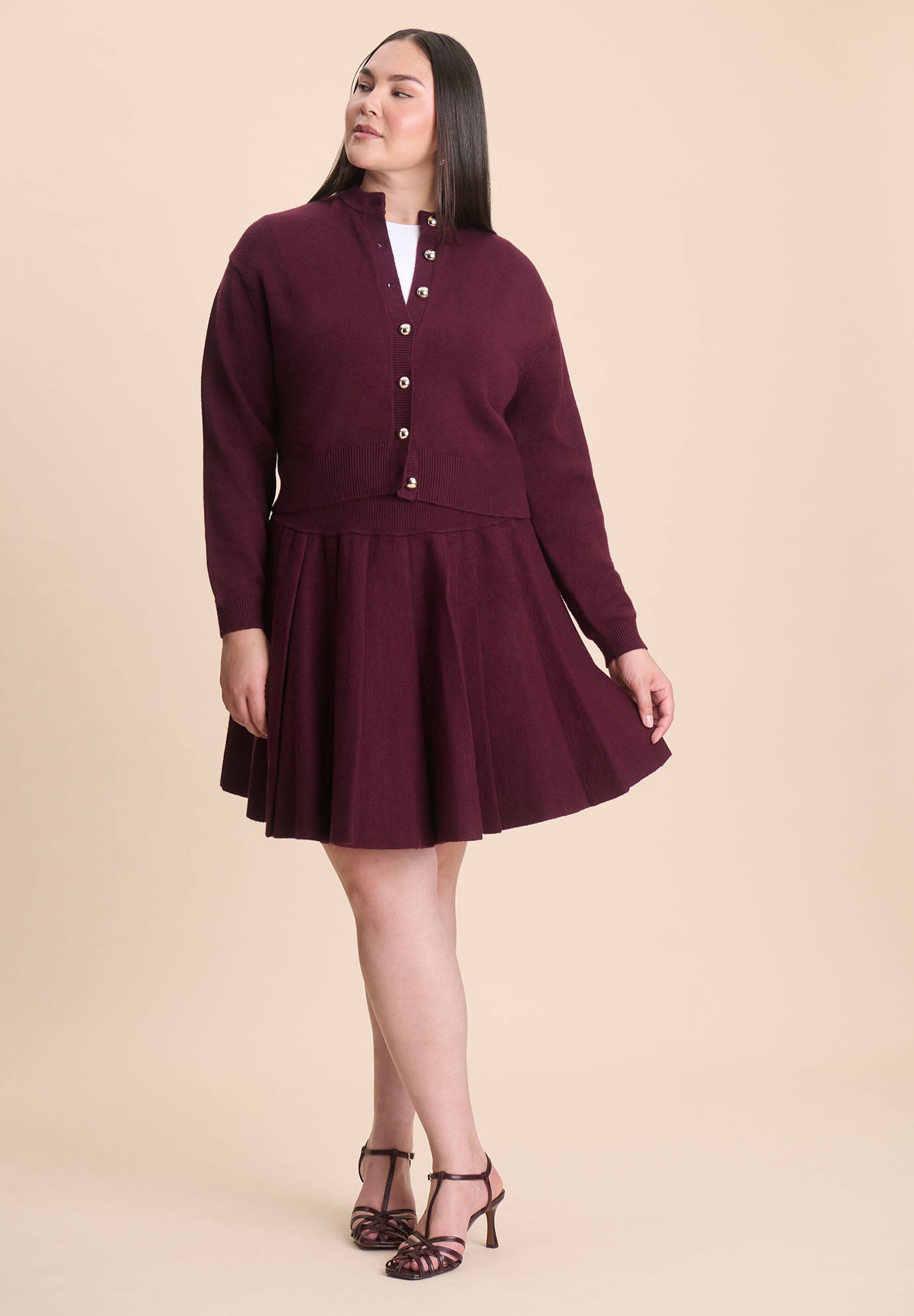 Pleated Sweater Mini Skirt image number 0
