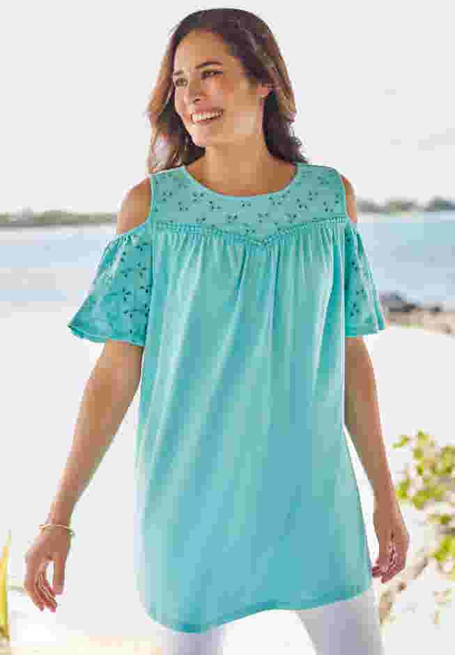Eyelet Cold-Shoulder Tunic image number 4