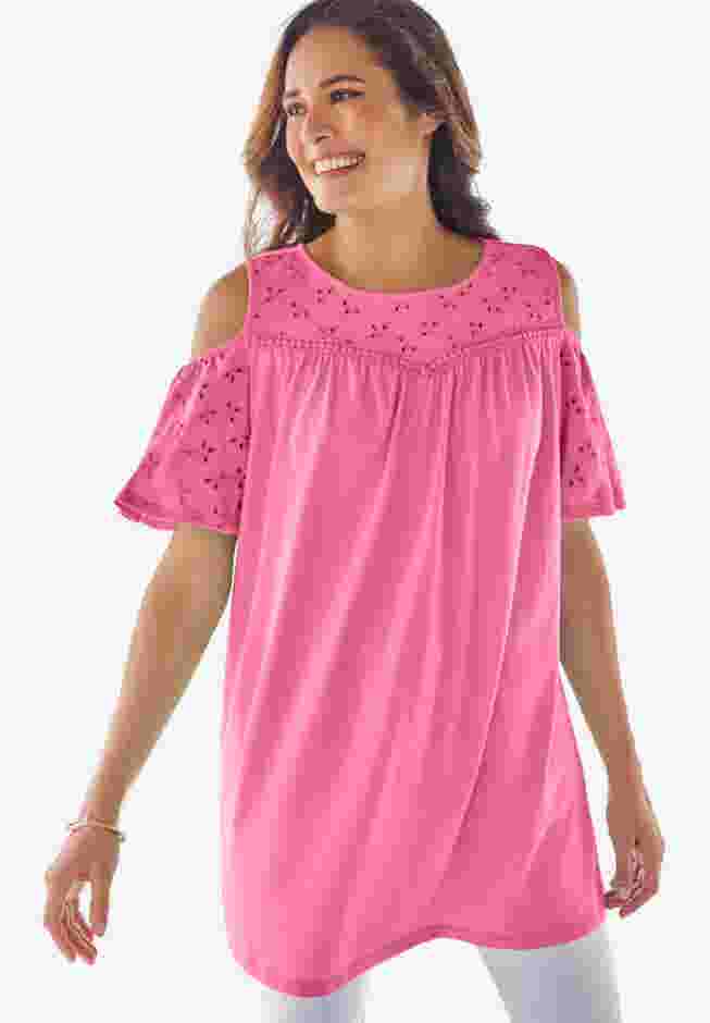 Eyelet Cold-Shoulder Tunic image number 0