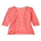Crochet Curved-Hem Cardigan Sweater image number 1