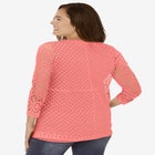 Crochet Curved-Hem Cardigan Sweater image number 2