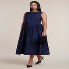 Boat Neck Flare Midi Dress image number 1
