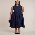 Boat Neck Flare Midi Dress image number 0