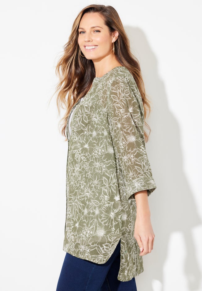 Mandarin Collar Gauze Tunic image number 2