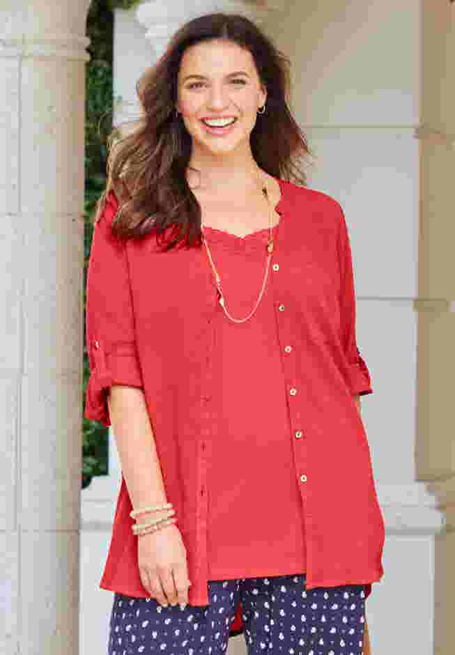 Mandarin Collar Gauze Tunic image number 0