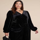 Velvet Puff Sleeve Pleated Dress image number 1