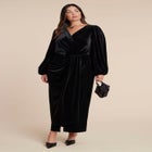 Velvet Puff Sleeve Pleated Dress image number 0