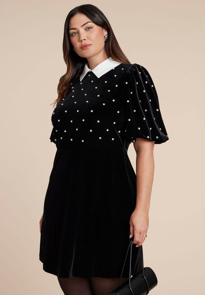 Embellished Puff Sleeve Mini Dress image number 2