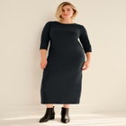 Cotton Spandex Jersey Three-Quarter Sleeve Scoopneck Maxi Dress image number 0