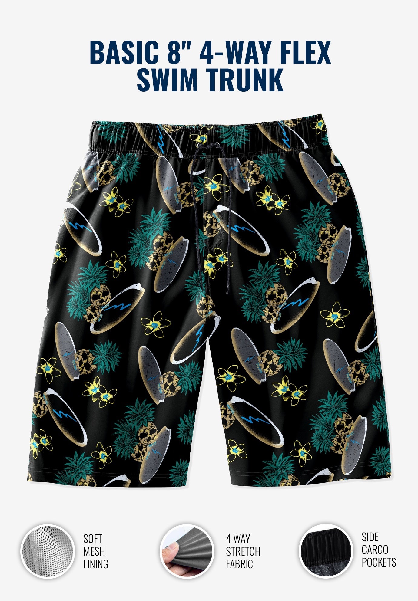 Basic 8" 4-way Flex Swim Trunk image number 1