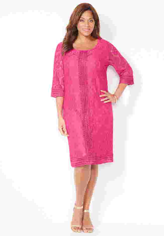 Crochet Trim Shift Dress image number 0