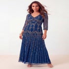 Plus Size Beaded V-Neck 3/4 Sleeve Sleeve Maxi Gown image number 0