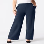 Plus Size Ponte Wide Leg Pant with Pockets and Pull on elastic waist image number 0